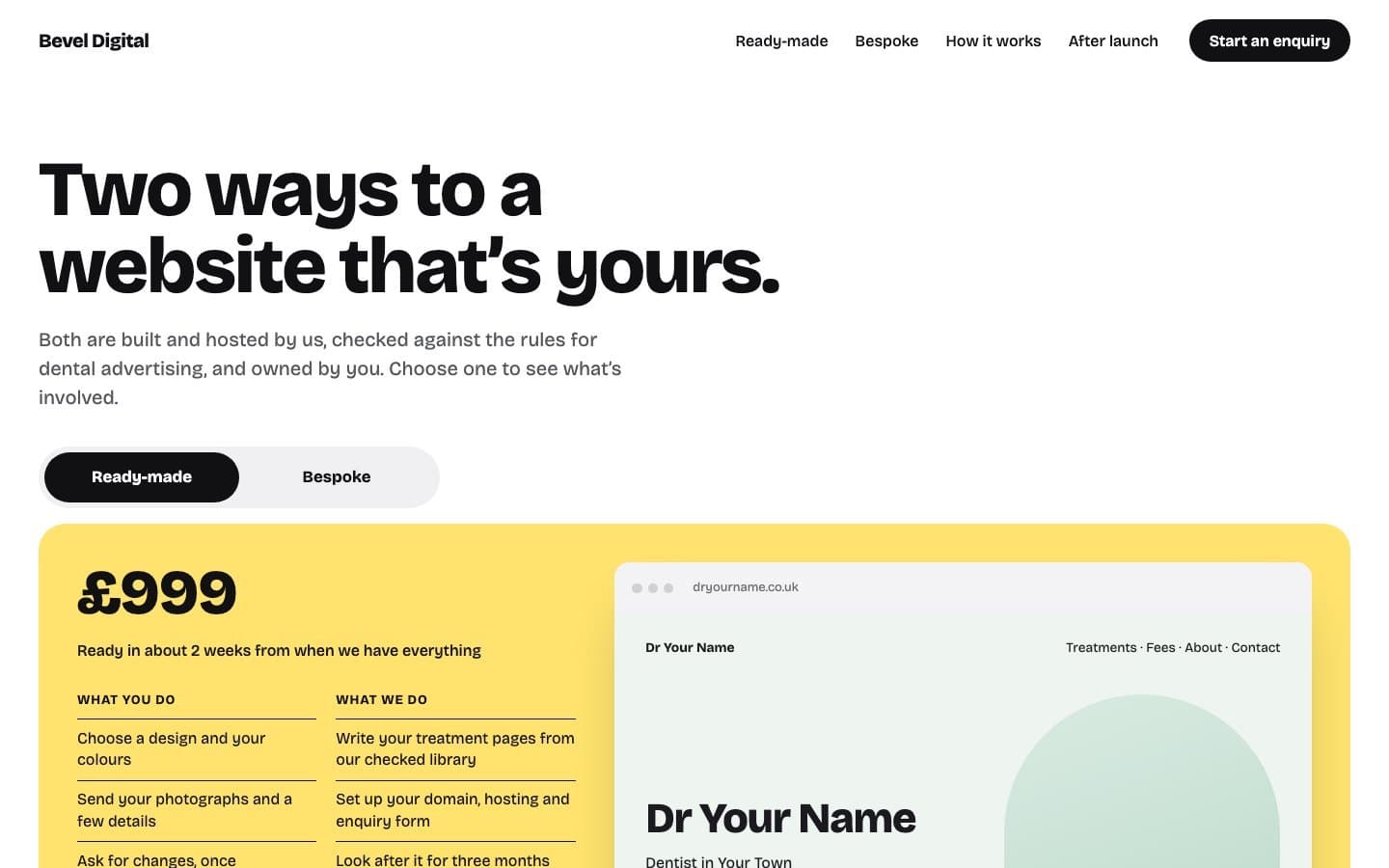Direction B · Try it before you ask: One switch that changes the demo site, the price and who does what.